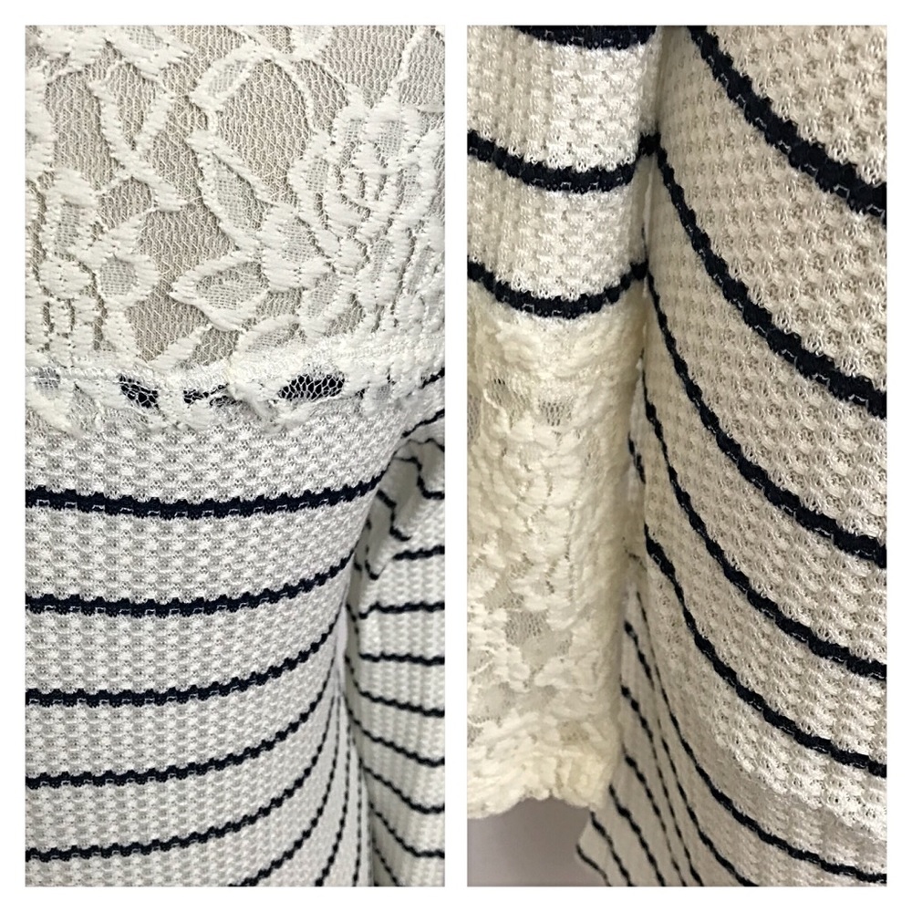 Chic Striped Lace Stretchy Tunic Top SM - Picture 7 of 8